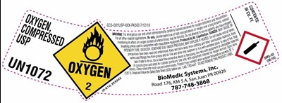 Oxygen Label - Biomedic Compressed Oxygen